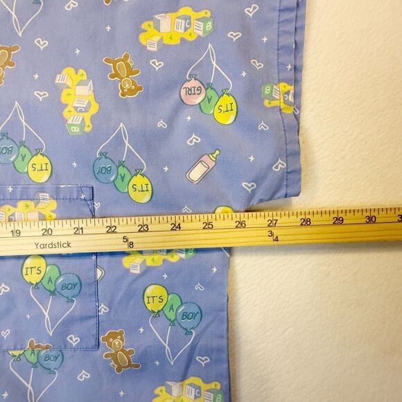 MHD WOMEN'S SCRUB TOP SIZE Large IT'S A BOY IT'S A GIRL NOVELTY NICU - Picture 5 of 11